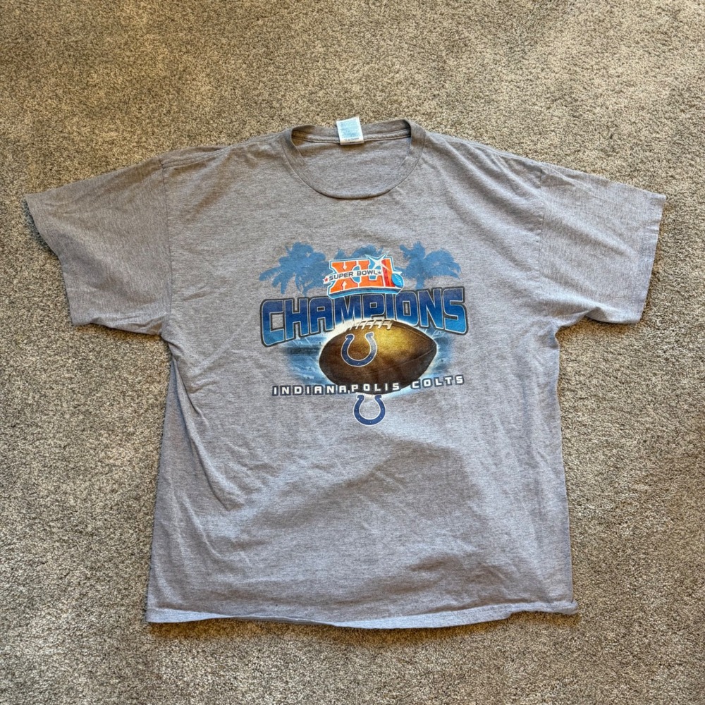 Indianapolis Colts Super Bowl XLI Champions T-Shirt Delta Pro Weight Gray XL